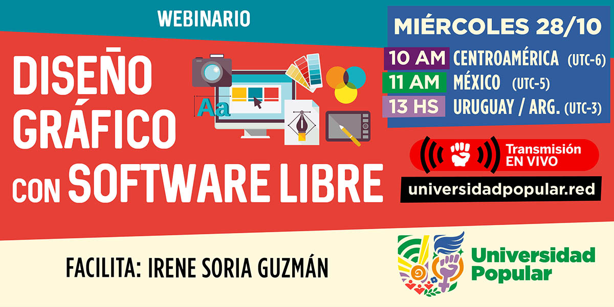 Flyer del webinario "Diseño gráfico con software libre".